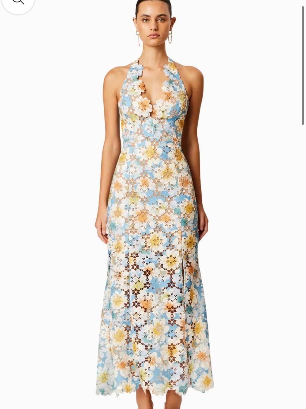 Elliatt Floral Halter Dress in Blue, Yellow, White